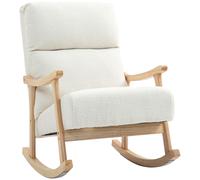 HOMCOM Fauteuil à bascule, rocking chair en velours teddy avec assise rembourré, dossier ergonomique, 65 x 90 x 98 cm, crème