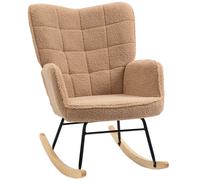 HOMCOM Fauteuil à bascule rocking chair revêtement effet laine bou structure en acier 71 x 98 x 101 cm marron