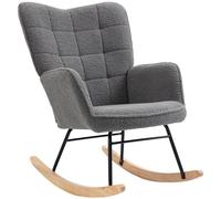 HOMCOM Fauteuil à bascule rocking chair revêtement effet laine bou structure en acier 71 x 98 x 101 cm Gris foncé