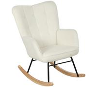HOMCOM Fauteuil à bascule rocking chair revêtement effet laine bou structure en acier 71 x 98 x 101 cm blanc