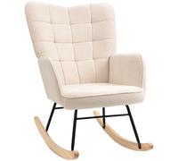 HOMCOM Fauteuil à bascule rocking chair revêtement en imitation cachemire structure en acier 71 x 92 x 101 cm beige
