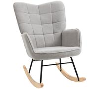 HOMCOM Fauteuil à bascule rocking chair revêtement en imitation cachemire structure en acier 71 x 92 x 101 cm Gris clair