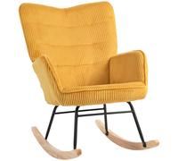 HOMCOM Fauteuil à bascule Vintage, balançoires courbées, rembourrage épais, hêtre & acier, Jaune