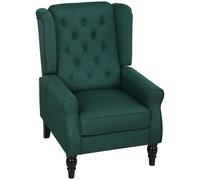 HOMCOM Fauteuil à oreilles élégant, épais rembourré, housse amovible, 74 x 86 x 102 cm, Vert foncé