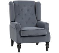 HOMCOM Fauteuil à oreilles élégant, rembourrage épais, housse amovible, 74 x 86 x 102 cm, gris
