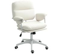HOMCOM Fauteuil bureau inclinable, hauteur réglable, pivotant blanc