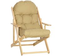 HOMCOM Fauteuil Chaise de Salon Pliable et inclinable en Bois Fauteuil Relax Confortable avec Coussin capitonné épais - dim. 71I x 89P x 96H cm