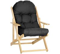 HOMCOM Fauteuil Chaise de Salon Pliable et inclinable en Bois Fauteuil Relax Confortable avec Coussin capitonné épais