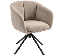 HOMCOM Fauteuil, chaise rembourrée avec coque de siège confortable, pivotant, revêtement douillet, jusqu'à 120 kg, Marron clair
