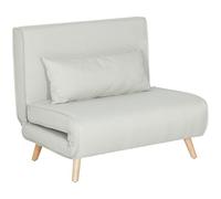 HOMCOM Fauteuil Convertible 1 Place 3 en 1 Dossier Réglable 120 kg Crème | 94x190 cm, Fauteuil-Lit Chauffeuse, Oreiller, Siège Rembourré, Tissu en Lin, Canapé-Lit pour Invités, Salon