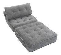 HOMCOM Fauteuil Convertible 1 Place 95 x 220 cm avec 2 Oreillers, Siège Épais, Fauteuil-Lit Chauffeuse 3 en 1, Gris Clair