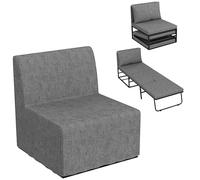 HOMCOM Fauteuil Convertible 1 Place chauffeuse 2 en 1 Fauteuil lit Pliant avec Coussin et Housse Anti-poussière, Cadre en métal, canapé-lit 1 Place pour invités, Salon, Bureau, Gris