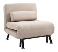 HOMCOM Fauteuil Convertible 1 Place chauffeuse 3 en 1 Fauteuil lit avec Dossier réglable en 5 Positions, Coussin Inclus, canapé-lit 1 Place pour invités, Salon, Charge 150 kg Beige