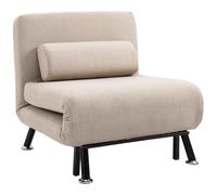 HOMCOM Fauteuil convertible 1 place, chauffeuse canapé-lit 3 en 1 avec dossier réglable, coussin inclus, charge 150 kg, beige
