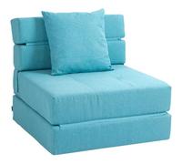 HOMCOM Fauteuil convertible 1 place fauteuil lit chauffeuse 1 place - coussin déhoussable inclus - chaise de sol pour invités, salon, charge 120 kg, bleu