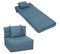 HOMCOM Fauteuil Convertible 1 Place Coussin Déhoussable 120 kg Bleu Foncé | Fauteuil Lit Chauffeuse 1 Place, Chaise de Sol, pour Invités, Salon, Charge 120 kg