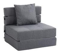 HOMCOM Fauteuil convertible 1 place fauteuil lit chauffeuse 1 place - coussin déhoussable inclus - chaise de sol pour invités, salon, charge 120 kg, gris foncé