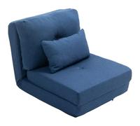 HomCom Fauteuil convertible 1 place – avec coussin, dossier réglable, charge 120 kg lin bleu foncé