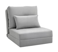 HOMCOM Fauteuil Convertible 1 Place Coussin Inclus 120 kg Gris Clair | Fauteuil Paresseux Lit Chauffeuse 1 Place, Dossier Réglable, Salon, Tissu Lin