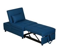 HOMCOM Fauteuil convertible 1 place fauteuil lit avec dossier réglable, siège rembourré et oreiller, bleu