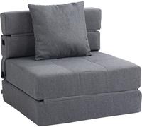 HOMCOM Fauteuil convertible 1 place fauteuil lit chauffeuse 1 place - coussin déhoussable inclus - chaise de sol pour invités, salon, charge 120 kg, gris foncé