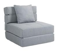 HOMCOM Fauteuil Convertible 1 Place Fauteuil lit chauffeuse 1 Place - Coussin déhoussable Inclus - Chaise de Sol pour invités, Salon, Charge 120 kg, Gris Clair