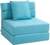 HOMCOM Fauteuil convertible 1 place fauteuil lit chauffeuse 1 place - coussin déhoussable inclus - chaise de sol pour invités, salon, charge 120 kg, bleu