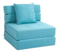 HOMCOM Fauteuil Convertible 1 Place Fauteuil lit chauffeuse 1 Place - Coussin déhoussable Inclus - Chaise de Sol pour invités, Salon, Charge 120 kg, Bleu