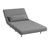 HOMCOM Fauteuil convertible 1 place, fauteuil-lit chauffeuse 3 en 1, dossier réglable, oreiller, tissu en lin, 94x78x80cm, gris