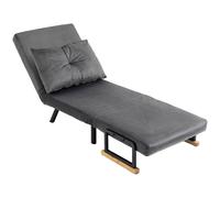 HOMCOM Fauteuil convertible 1 place fauteuil-lit chauffeuse 3 en 1 dossier réglable oreiller tissu velours 63x73x81cm gris
