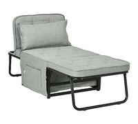 HOMCOM Fauteuil chauffeuse convertible 4 en 1 dossier inclinable 5 position avec coussin 180 x 64 x 40 cm gris clair