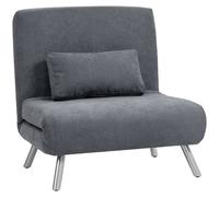 HOMCOM Fauteuil convertible 1 place, fauteuil-lit clic-clac 3 en 1 avec dossier réglable, oreiller, assise large, gris foncé
