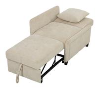 HOMCOM Fauteuil Convertible 1 Place, Fauteuil-Lit Clic-Clac 4 en 1 Rembourré en Chenille, Dossier Réglable, Assise Large, Beige
