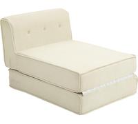 HOMCOM Fauteuil convertible 1 place fauteuil paresseux chauffeuse 1 place - dossier capitonné, matelas pliable - pour invités, salon, charge 240 kg, velours côtelé crème