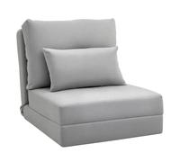 HOMCOM Fauteuil Convertible 1 Place Fauteuil Paresseux lit chauffeuse 1 Place - Coussin Inclus, Dossier réglable - Salon, Charge 120 kg, Tissu Lin Gris Clair