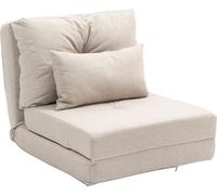 HOMCOM Fauteuil convertible 1 place fauteuil paresseux lit chauffeuse 1 place - coussin inclus, dossier réglable - salon, charge 120 kg, tissu lin beige