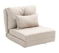 HOMCOM Fauteuil convertible 1 place fauteuil paresseux lit chauffeuse 1 place - coussin inclus, dossier réglable - salon, charge 120 kg, tissu lin beige