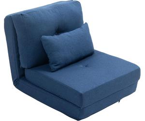 HOMCOM Fauteuil convertible 1 place fauteuil paresseux lit chauffeuse 1 place - coussin inclus, dossier réglable - salon, charge 120 kg, tissu lin bleu foncé