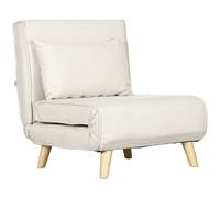 HOMCOM Fauteuil convertible 2 en 1 chauffeuse lit 1 place Dossier Réglable pieds en Bois et coussin