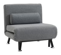 HOMCOM Fauteuil convertible 3 en 1 chauffeuse lit 1 place avec coussin gris