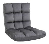 HOMCOM Fauteuil Convertible Fauteuil Paresseux Grand Confort Inclinaison Dossier Multipositions 90°-180° Flanelle Polyester capitonné Gris foncé