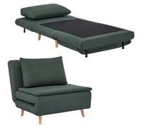 HOMCOM Fauteuil Convertible lit, XL, 191x95 cm, Vert foncé | Canapé-lit, coussin lombaire, pliable 3-en-1, inclinable avec dossier réglable, chaise longue aspect lin.
