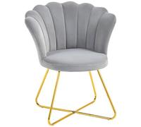 Fauteuil coquillage - HOMCOM - - velours - pieds en acier - 69 x 64 x 80 cm - gris