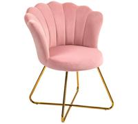 HOMCOM Fauteuil coquillage chaise coiffeuse fauteuil en velours fauteuil de salon avec pieds en acier pour salon et chambre 69 x 64 x 80 cm rose