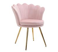 HOMCOM Fauteuil Coquillage Chaise Coiffeuse Fauteuil en Velours avec Pieds en métal doré pour Salon Chambre et Salle à Manger 67l x 64P x 77H cm Rose poudré