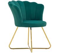 HOMCOM Fauteuil coquillage chaise coiffeuse fauteuil en velours fauteuil de salon avec pieds en acier 69 x 64 x 80 cm vert foncé