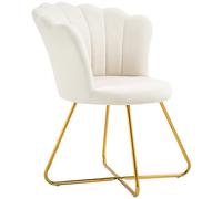 HOMCOM Fauteuil coquillage chaise coiffeuse fauteuil en velours fauteuil de salon avec pieds en acier 69 x 64 x 80 cm crème