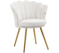 HOMCOM Fauteuil coquillage chaise coiffeuse fauteuil en velours fauteuil de salon avec pieds en métal doré crème
