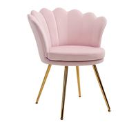 HOMCOM Fauteuil coquillage Fauteuil rose Fauteuil de salon Chaise en velours
