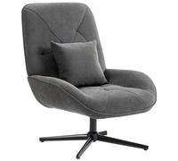 HOMCOM Fauteuil d'accent pivotant, fauteuil rembourré en chenille avec coussin lombaire, dossier haut, assise profonde, gris foncé